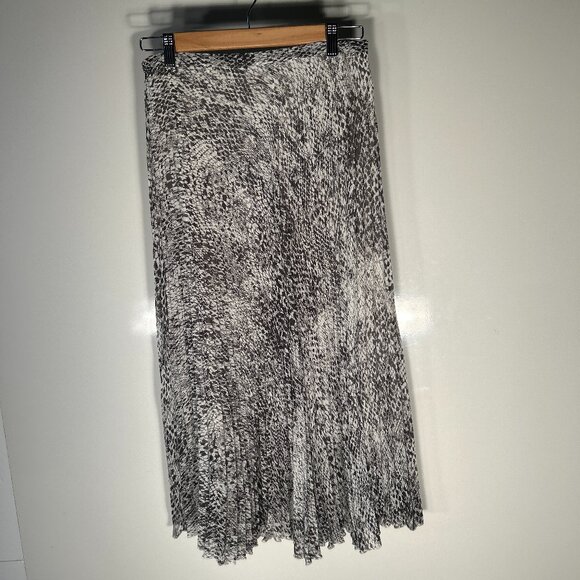 Garnet Hill SZ4 Snakeskin Micro Pleated Midi Skirt Career Old Money Capsule Prep - Picture 5 of 10